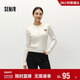 森馬（Semir）毛衣女冬季短款半開(kāi)襟刺繡修身套頭衫女生風(fēng)顯瘦上衣107724107001