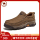 駱駝牌 男鞋新款柔軟牛皮耐磨經(jīng)典厚底休閑皮鞋 P14A307616 卡其 40