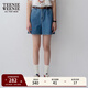 Teenie Weenie小熊牛仔短褲女夏季韓版簡(jiǎn)約休閑松緊高腰時(shí)尚牛仔褲女 深藍色 XS (155)