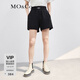 MO&Co.休閑松緊腰運動(dòng)風(fēng)休閑短褲黑色寬松直筒高腰女摩安珂 黑色 L