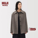 MUJI女式 羊毛混 短大衣 女外套25年冬季 毛呢外衣上衣 女裝 BD115A5A 深咖啡棕色 S (155/80A)