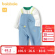 巴拉巴拉兒童衣服男童春秋套裝背帶褲兩件套時(shí)尚洋氣 白藍色調 90cm
