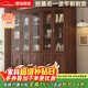 和諧家園 實(shí)木書(shū)柜 黑胡桃色書(shū)柜玻璃門(mén)收納儲物櫥架落地柜書(shū)房置物書(shū)架 1.11米三門(mén)書(shū)柜 組裝