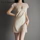 拉夏貝爾（La Chapelle）純欲風(fēng)帶胸墊蕾絲性感冰絲睡衣女花邊高級感短袖睡裙女神節禮物
