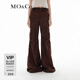 MO&Co.闊腿褲SUNNEI聯(lián)名系列工裝口袋高腰喇叭褲休閑褲摩安珂新年紅 紅棕色 M 165