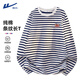 回力長(cháng)袖t恤女2026新款春紅色條紋純棉寬松內搭打底美式復古女生上衣