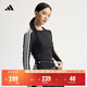 adidas休閑修身圓領(lǐng)長(cháng)袖T恤女裝秋季阿迪達斯官方輕運動(dòng)JN0755 黑色/漢玉白 L