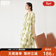 對白浪漫暈染水墨碎花連衣裙女2025新款夏季飄帶設計感時(shí)尚長(cháng)裙子 苔蘚綠花 L