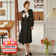 Olrain【5折】赫本風(fēng)連衣裙女春裝收腰法式小個(gè)子蝴蝶結黑色裙子 黑色 M 160/84A