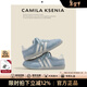 CAMILA KSENIA板鞋女士2025新款冬季百搭休閑運動(dòng)鞋真皮品牌復古德訓鞋子平底鞋 海鹽藍 36