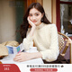 香影蕾絲上衣女2025秋冬季新款絨感重工鏤空氣質(zhì)半高領(lǐng)內搭打底衫 米色 M