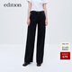 edition牛仔褲女冬新款皮口袋含羊毛黑色顯瘦直筒褲 牛仔黑色K02 M (27)