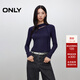 ONLY2025秋季新款不對稱(chēng)領(lǐng)口設計修身顯瘦長(cháng)袖T恤女|125402001 E40午夜巴黎藍 M