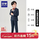 羅蒙兒童西裝套裝男童英倫風(fēng)小西服中大童男孩演出服禮服 藏藍格160
