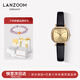 LANZOOM藍族黑金小方糖手表女款皮帶秋冬經(jīng)典復古腕表圣誕生日禮物送女友