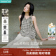 茵曼法式無(wú)袖系帶黑白格子襯衣2025夏季女裝新款氣質(zhì)上衣 白底黑格 S
