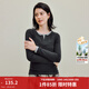 茵曼2026春季女裝新款假兩件撞色收褶T恤百搭顯瘦長(cháng)袖打底衫上衣 深灰色 M