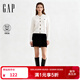 蓋璞（GAP）女裝2025秋季新款刺繡logo寬松花扣針織開(kāi)衫基礎款上衣 象牙白 S (160/84A) 亞洲尺碼