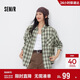森馬（Semir）長(cháng)袖襯衫女春季中長(cháng)款oversize翻領(lǐng)落肩格紋女生襯衣101125105007