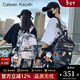 CALWAN KEODH書(shū)包男女ins初中高中大學(xué)生潮流大容量雙肩包輕便電腦旅行背包 黑色【小牛掛件+隨機徽章】實(shí)用小眾百搭通勤運動(dòng)大包
