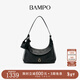 半坡飾族（bampo）金元包大號 頭層牛皮hobo包單肩包秋冬新款斜挎腋下包女新年禮物 墨碳黑930