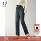 玖姿（JUZUI）休閑簡(jiǎn)約通勤風(fēng)加絨直筒牛仔褲女2025冬季新款JTFD12101 深藍 M