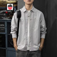 AEMAPE美國蘋(píng)果高端襯衫男2026春季新款美式拼接條紋純棉工裝翻領(lǐng)外套男 T708灰色襯衫 XL 推薦體重140-160斤