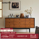 可納北歐實(shí)木九斗柜復古簡(jiǎn)約儲物柜中古收納餐邊柜胡桃木色Z 【北美黃楊木-雅舍黑】九斗柜