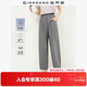 佐丹奴亞麻褲子女棉麻休閑褲打褶松緊腰寬松七分褲女13425329