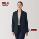 MUJI女式 起毛 西裝領(lǐng)夾克 女外套冬季款 女裝 休閑 小西服BD0ZDC4A 深藏青色 L 165/88A