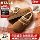 百麗（Belle）復古毛邊雪地靴女冬季新款商場(chǎng)款舒適毛毛鞋勃肯鞋E5N1DDM5預售 棕色 37