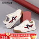 蜘蛛王女鞋2025秋季新款真皮平底小白鞋輕便軟底運動(dòng)休閑鞋德訓鞋 米色-紅底 37 (235mm)