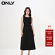 ONLY夏季通勤顯瘦吊帶收腰A字中長(cháng)款連衣裙女|124242010 J1Z 黑色牛仔提花印花 S (160) 80A