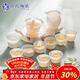 蘇氏陶瓷新年禮物羊脂玉瓷超薄胎浮雕“乘風(fēng)破浪”三才蓋碗茶具禮盒套組