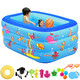 水迪兒童游泳池家用嬰兒游泳桶加厚大號戲水池充氣游泳桶洗澡盆波波池 加厚三環(huán)1.3米兒童戲水-電泵