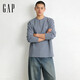 蓋璞（GAP）男女裝2026春季新款logo華夫格寬松亨利領(lǐng)長(cháng)袖T恤上衣854272