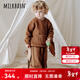 Milkbarn兒童外出保暖褲子寶寶秋冬羊羔絨束腳長(cháng)褲男女童休閑褲 巧克力咖 100 cm