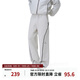FPA恒溫暖皮親膚垂感空氣層衛褲 春秋裝寬松直筒運動(dòng)情侶休閑長(cháng)褲 燕麥色 L