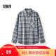 森馬（Semir）[商場(chǎng)同款]長(cháng)袖襯衫男純棉法蘭絨格子外套2025秋冬新款經(jīng)典百搭 灰藍色調00428 XL
