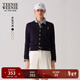 Teenie Weenie小熊女裝毛針織衫2025秋季新款圓領(lǐng)長(cháng)袖空調開(kāi)衫外套 藏青色 XS