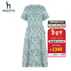 哈吉斯（HAZZYS）女裝 夏季款碎花顯瘦氣質(zhì)收腰圍裹式短袖連衣裙AQWSC03BC18 藍色BL L (165/88A40)