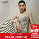 艾諾絲雅詩(shī)【商場(chǎng)同款】2025夏季新品條紋慵懶風(fēng)吊帶裙連衣裙長(cháng)裙40529868 黑白色 L