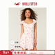 HOLLISTER25夏季甜美一字肩露肩小飛袖連衣裙女裝359-5241 白色碎花 XS (160/84A)標準版