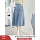 香影（xiangying）牛仔半身裙女2025夏季新款復古高腰顯瘦中長(cháng)傘裙大擺a字裙子 淺藍 XL