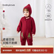babylove寶寶連體衣針織紅毛衣秋冬保暖綿羊毛哈衣爬服嬰兒喜慶新年衣服
