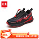 安德瑪【商場(chǎng)同款】?jì)和瘧?hù)外跑鞋男女大童運動(dòng)舒適束帶懶人鞋子 黑/紅 34