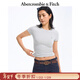 Abercrombie & Fitch【百搭圓領(lǐng)】小麋鹿圖案女裝25夏季美式修身短袖T恤139-5273 淺灰色 M (165/96A)