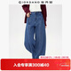 佐丹奴窄款彎刀牛仔褲女春季新款純棉中腰原色牛仔香蕉褲13415157