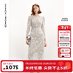 朗姿高級感法式氣質(zhì)時(shí)尚裙子冬季新款獨特別致顯瘦連衣裙女 米白色 S