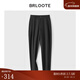 巴魯特【含羊毛】九分褲男單褶墜感百搭男款直筒褲萊賽爾男士休閑褲秋冬 黑色 M